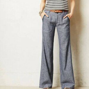Anthropologie Pilcro Herringbone Linen Trousers - Size 0 Petite